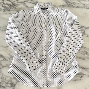 Ralph Lauren Cotton Women's Blue polka dot long sleeve shirt,  Size Small